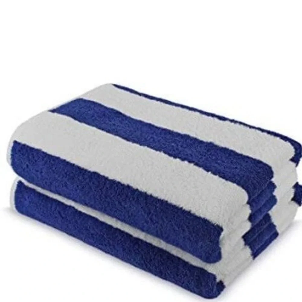 1‎ Island Gear Beach Towel 30x60 Blue White Stripe 100% Cotton Eco Friendly New